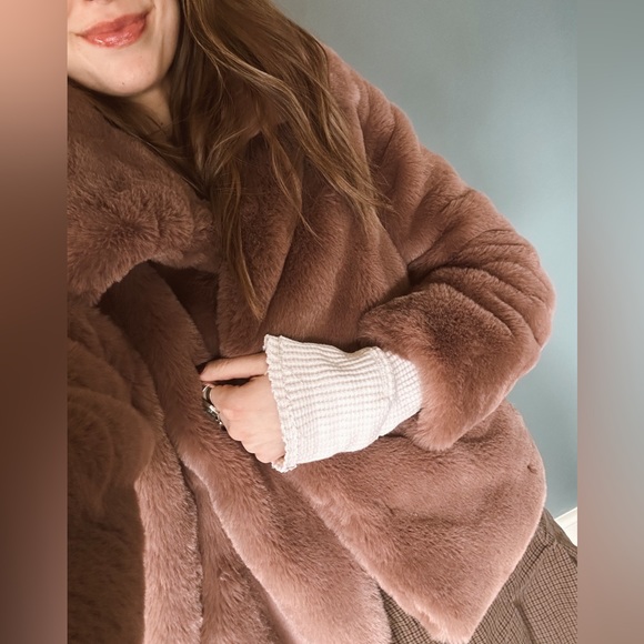 Nanette Lepore | Faux Fur Jacket mauve sz medium - Picture 2 of 12